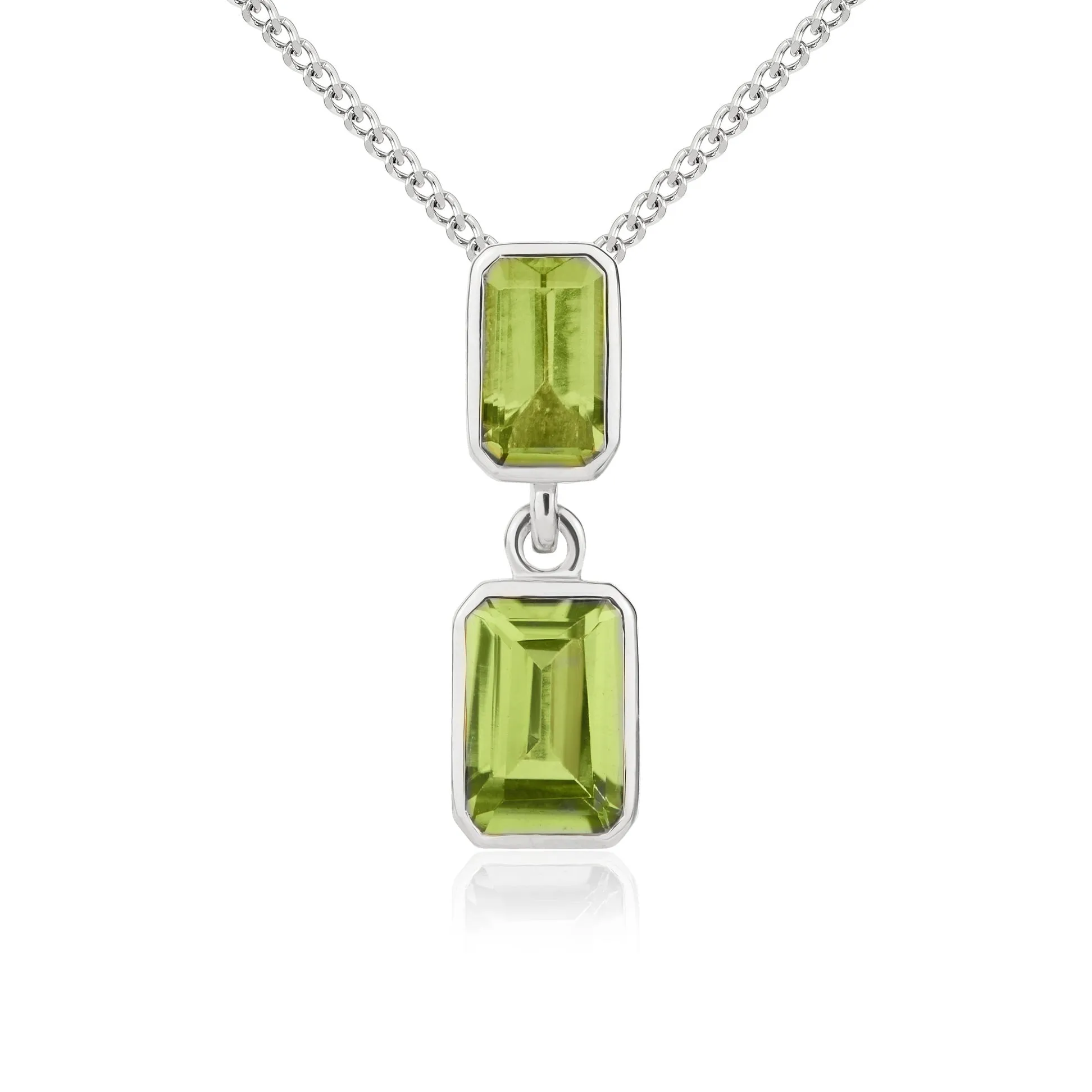 9K White Gold Peridot Octagonal Drop Pendant