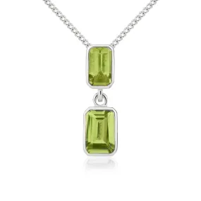 9K White Gold Peridot Octagonal Drop Pendant