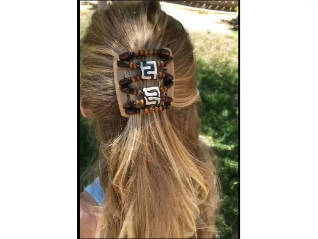 African Butterfly Chameleon Hair Comb - Dupla Brown 56