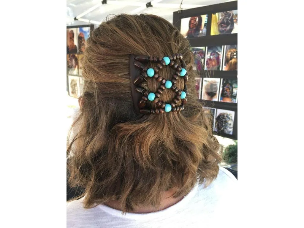 African Butterfly Chameleon Hair Comb - Dupla Brown 56