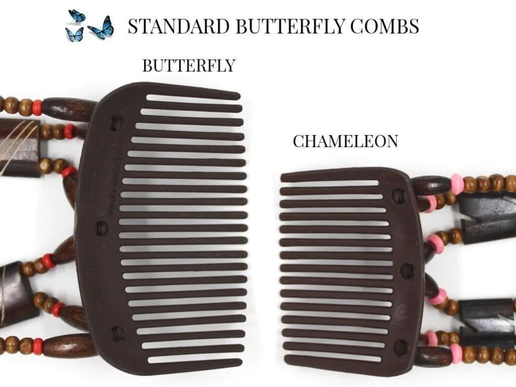 African Butterfly Chameleon Hair Comb - Dupla Brown 56