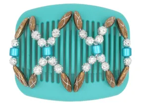 African Butterfly Hair Comb - Dalena Turquoise 10