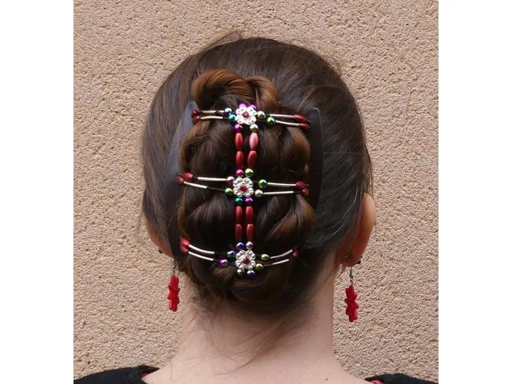 African Butterfly Thick Hair Comb - Flowers Brown 66