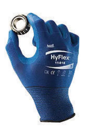 Ansell Size 11 HyFlex 18 Gauge Ultra Light Weight Multi-Purpose Dark Blue FORTIX Nitrile Foam Dipped Palm Coated Work Gloves With Blue Nylon And Spandex Liner And Knit Wrist