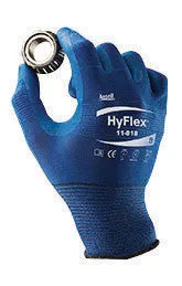 Ansell Size 11 HyFlex 18 Gauge Ultra Light Weight Multi-Purpose Dark Blue FORTIX Nitrile Foam Dipped Palm Coated Work Gloves With Blue Nylon And Spandex Liner And Knit Wrist