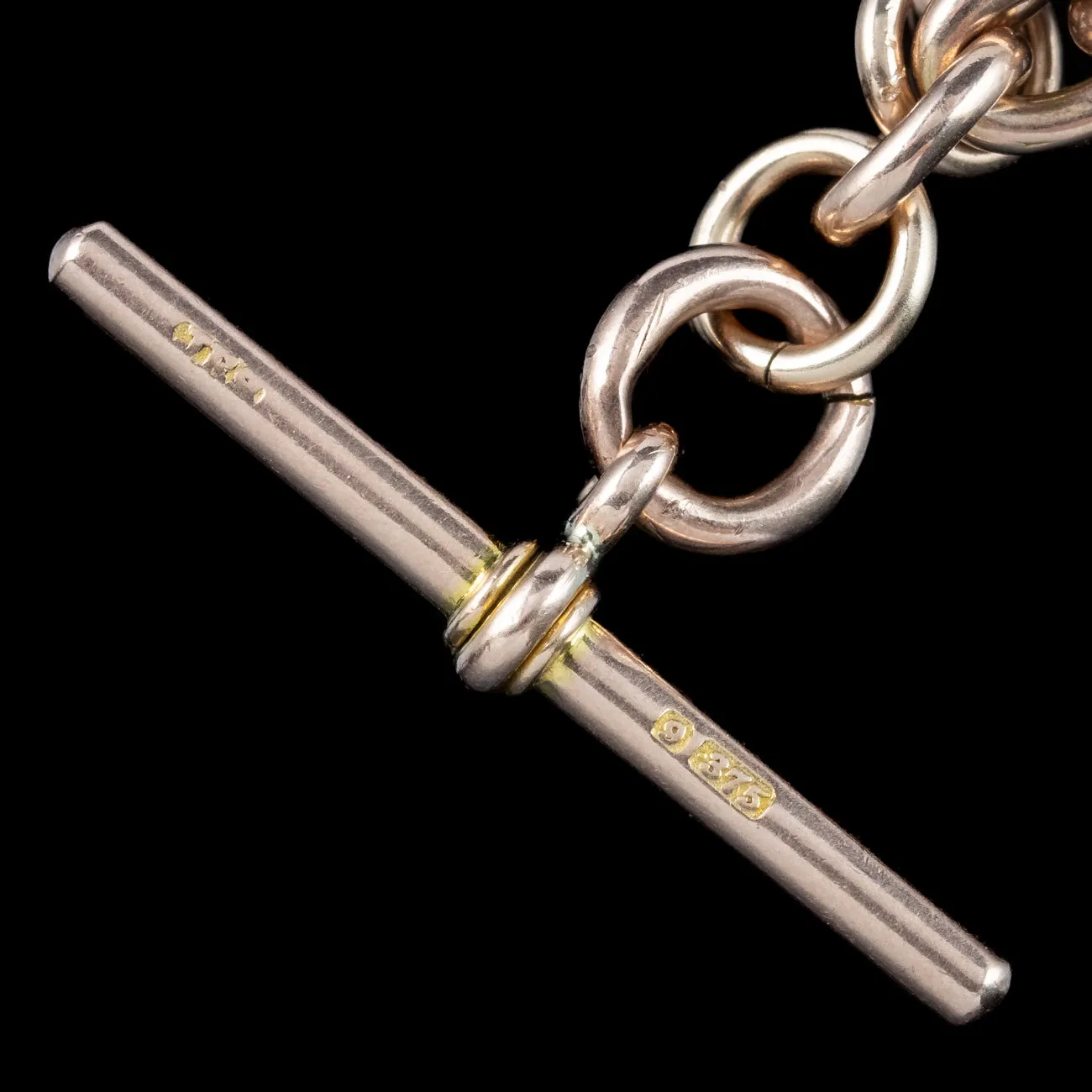 Antique Edwardian Albert Chain 9ct Rose Gold Dated 1916