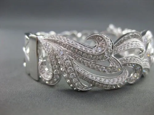 ANTIQUE WIDE 5.48CT DIAMOND 18KT WHITE GOLD BANGLE BRACELET F VS/VVS  #G00114