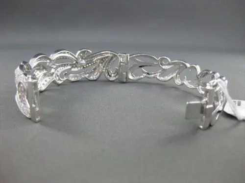 ANTIQUE WIDE 5.48CT DIAMOND 18KT WHITE GOLD BANGLE BRACELET F VS/VVS  #G00114