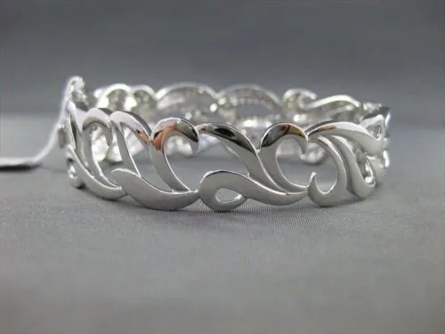ANTIQUE WIDE 5.48CT DIAMOND 18KT WHITE GOLD BANGLE BRACELET F VS/VVS  #G00114