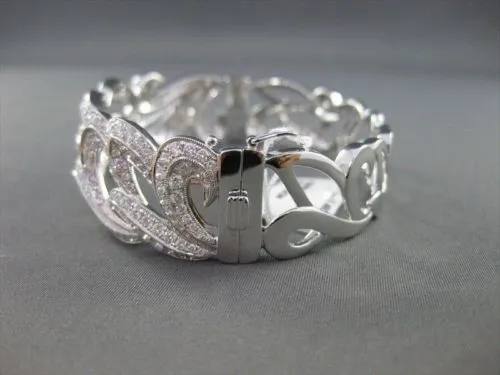 ANTIQUE WIDE 5.48CT DIAMOND 18KT WHITE GOLD BANGLE BRACELET F VS/VVS  #G00114