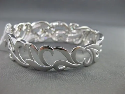 ANTIQUE WIDE 5.48CT DIAMOND 18KT WHITE GOLD BANGLE BRACELET F VS/VVS  #G00114