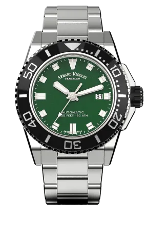Armand Nicolet Men's Watch JS9 Date 44mm Green A480AGN-VR-MA4480AA