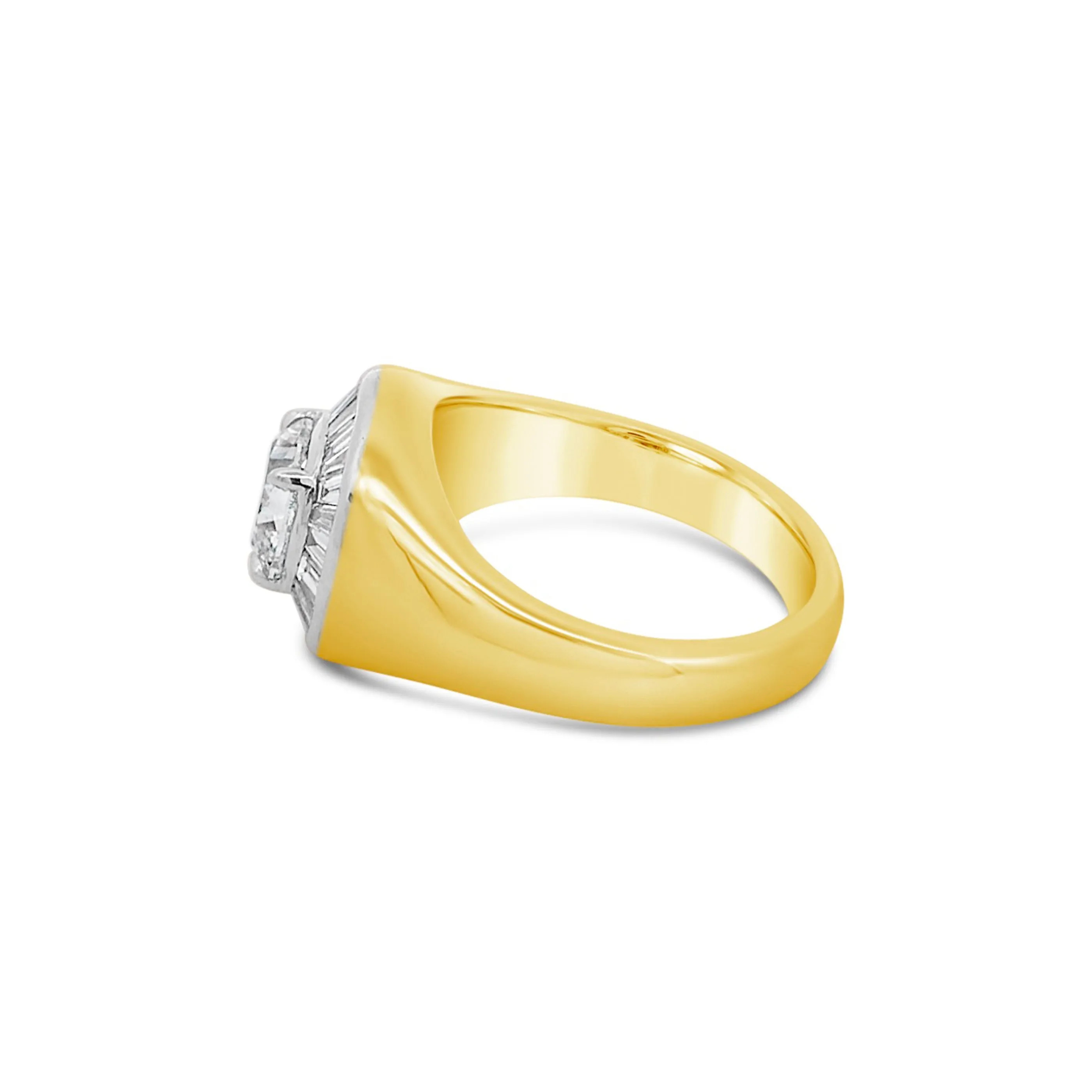 Artisan Sigma Cushion Cut Diamond Signet Ring | 18K Yellow Gold