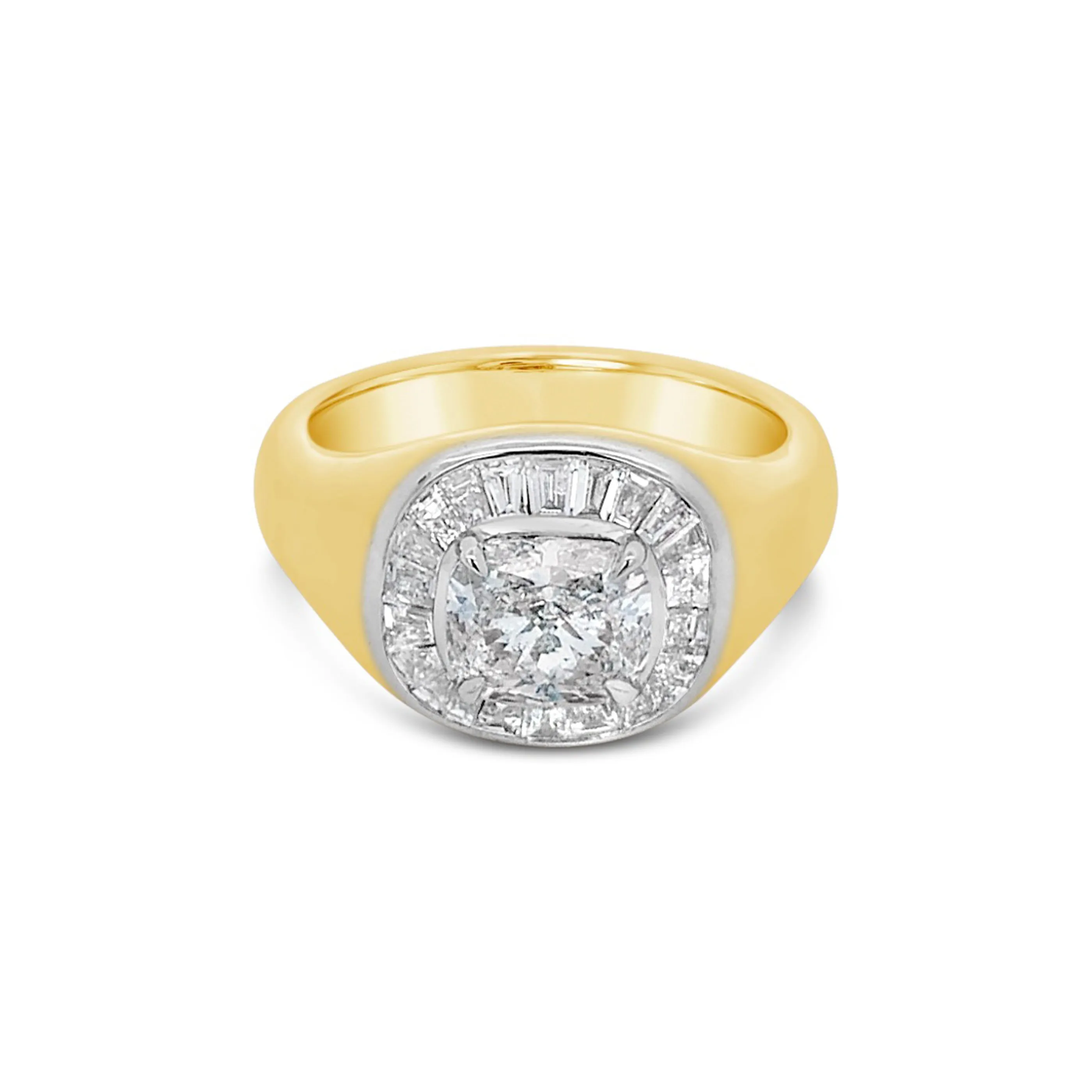 Artisan Sigma Cushion Cut Diamond Signet Ring | 18K Yellow Gold