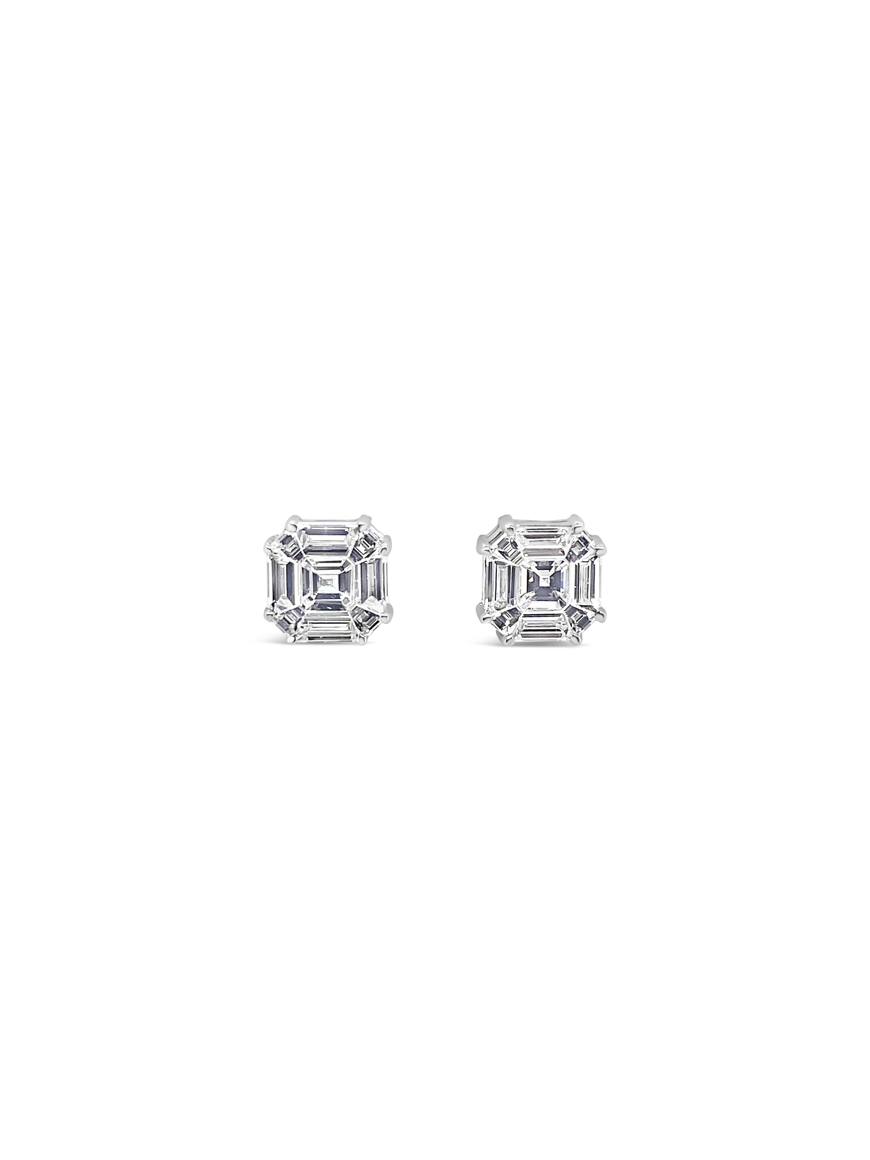 Asscher cut Diamond Stud Earrings