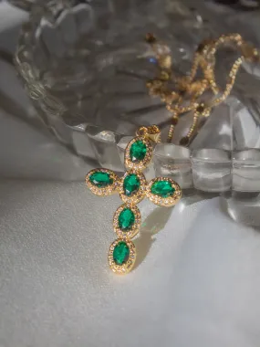 AURORA CROSS NECKLACE | EMERALD