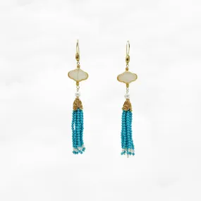 Auspicious Clouds Jade and Turquoise Tassel Earrings