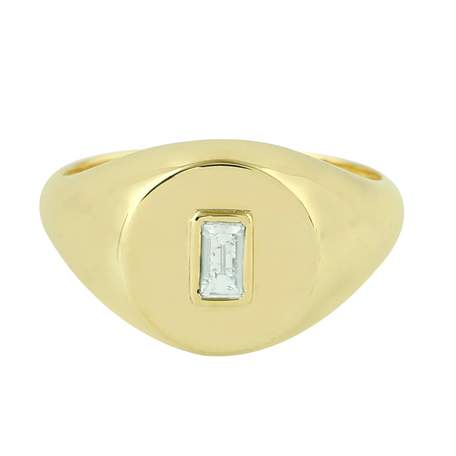 Baguette Diamond Designer Signet Ring In Solid Gold