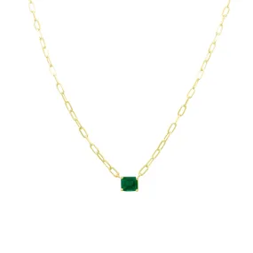 Basket Set Emerald Mini Paper Clip Necklace