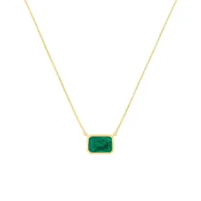 Bezel Set Emerald Necklace
