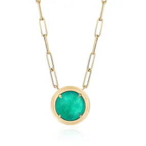 Bezel-Set Emerald Pendant Necklace