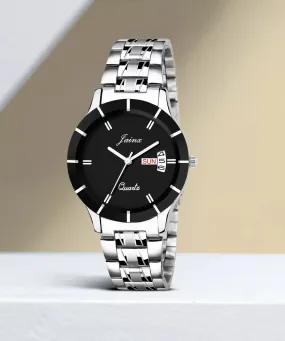 BLACK Dial Day & Date Function Steel Chain Analog Watch - For Women JW615