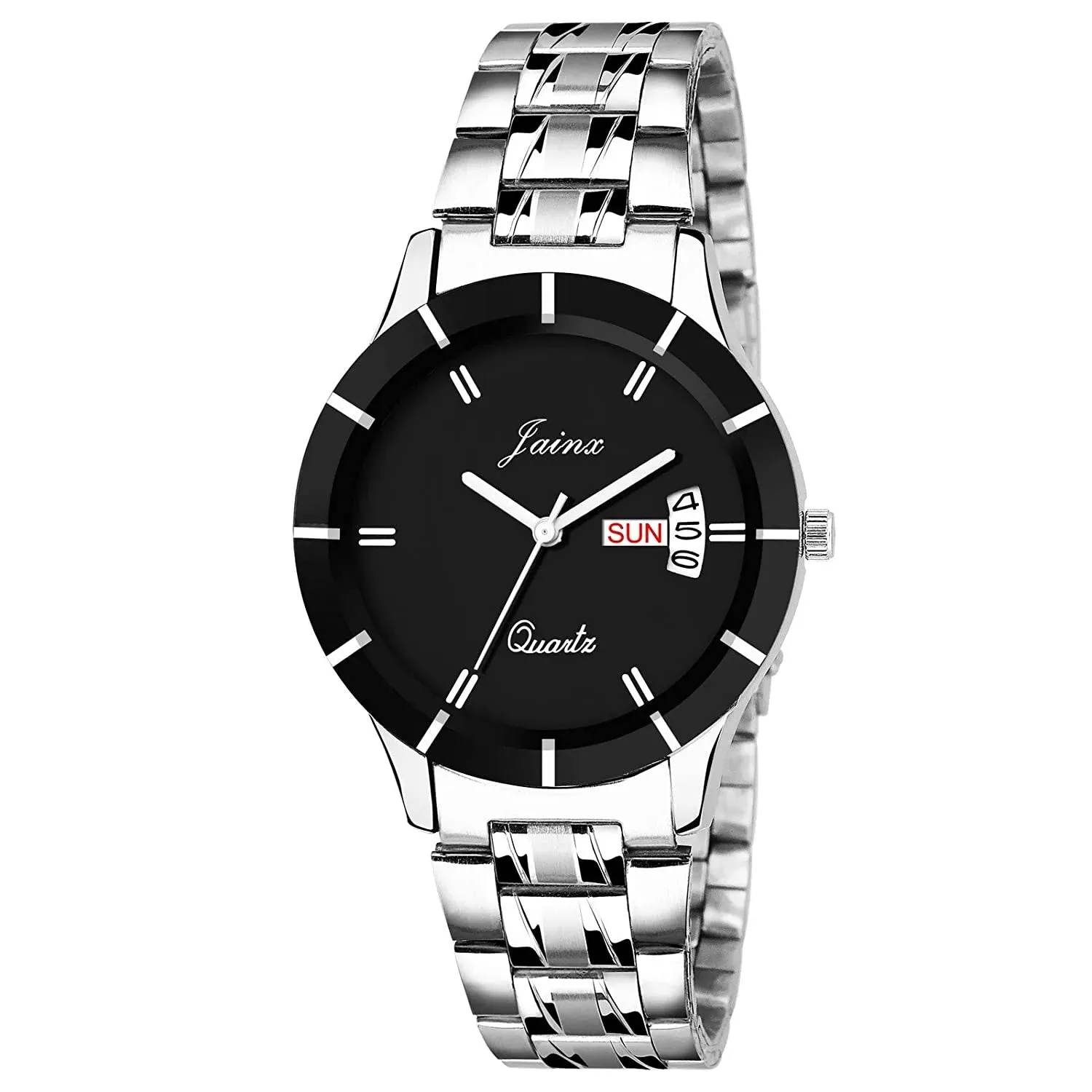 BLACK Dial Day & Date Function Steel Chain Analog Watch - For Women JW615