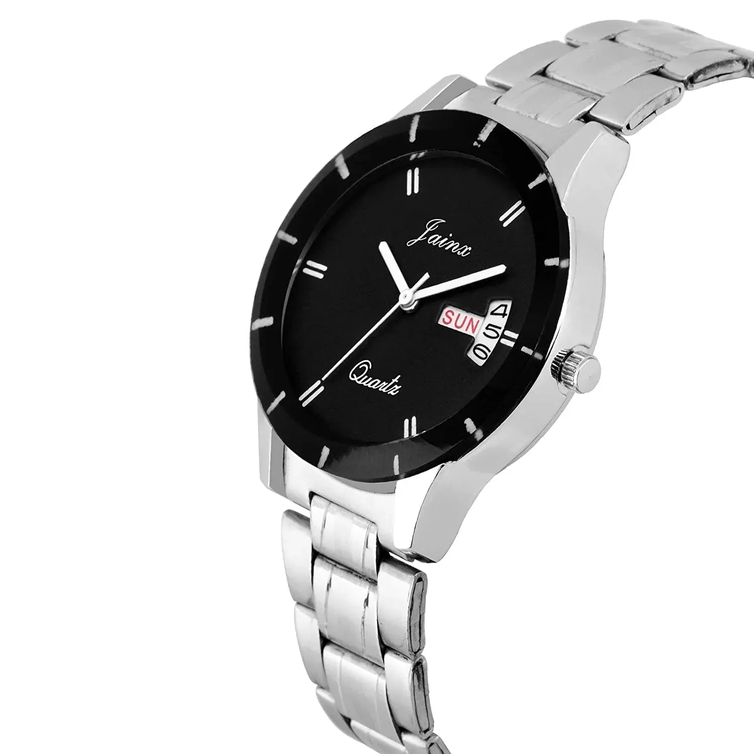 BLACK Dial Day & Date Function Steel Chain Analog Watch - For Women JW615