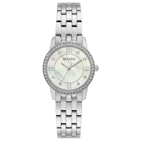Bulova Ladies' Crystal Stainless Steel Watch and Necklace Set 96X155