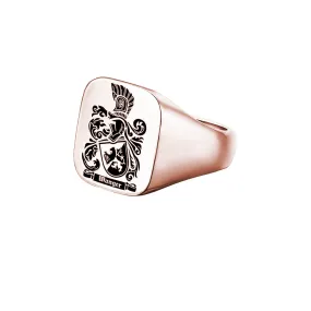 Carved Signet Square Ring Base for Family Crest - Solid Gold