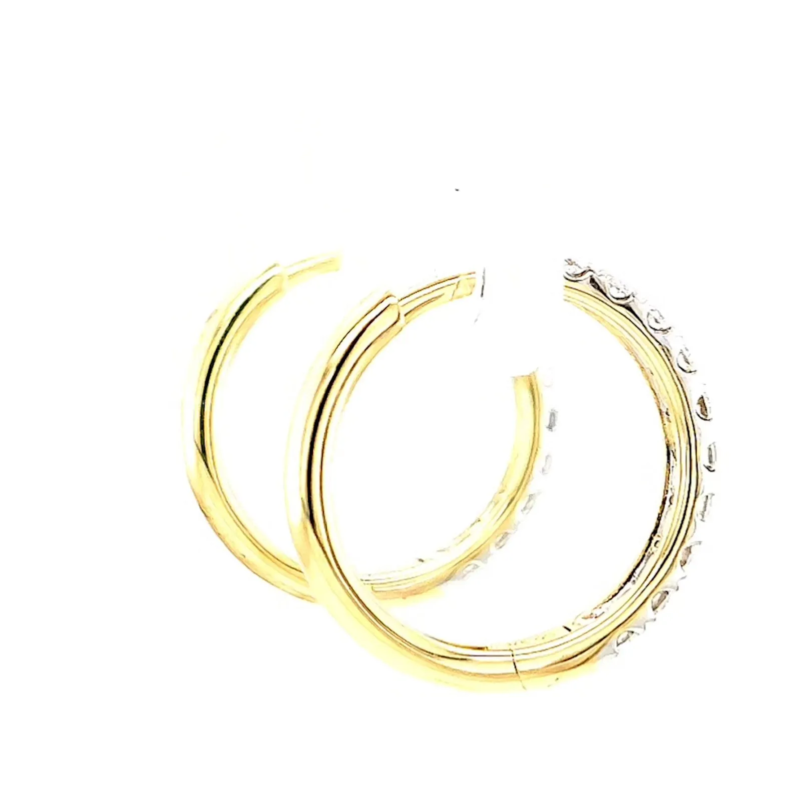 Celebration 9ct Two Tone Gold Round Brilliant Cut 1/2 CARAT tw of Lab Grown Diamonds Huggie Earrings