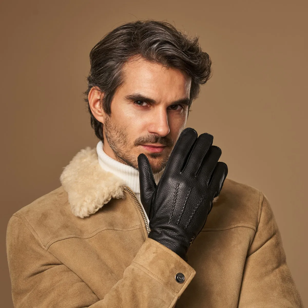 Charles – luxurious American deerskin leather gloves with warm cashmere lining