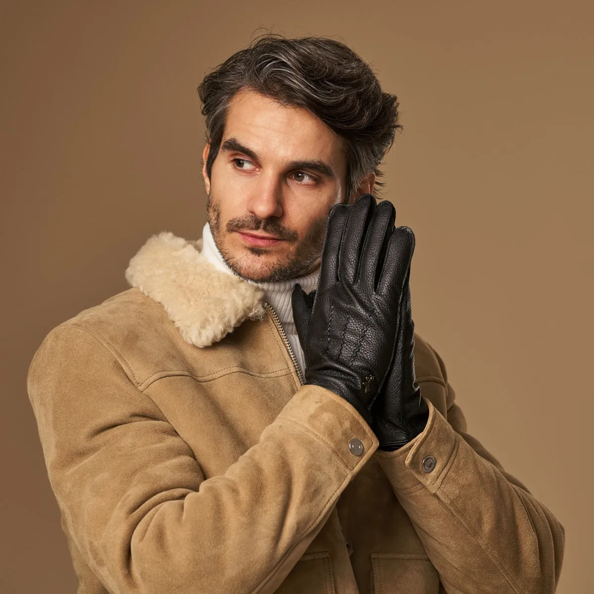 Charles – luxurious American deerskin leather gloves with warm cashmere lining