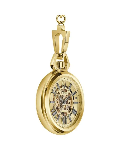 Classic Sutton Pocket Watch with Chain, 50mm Bulova, Gold