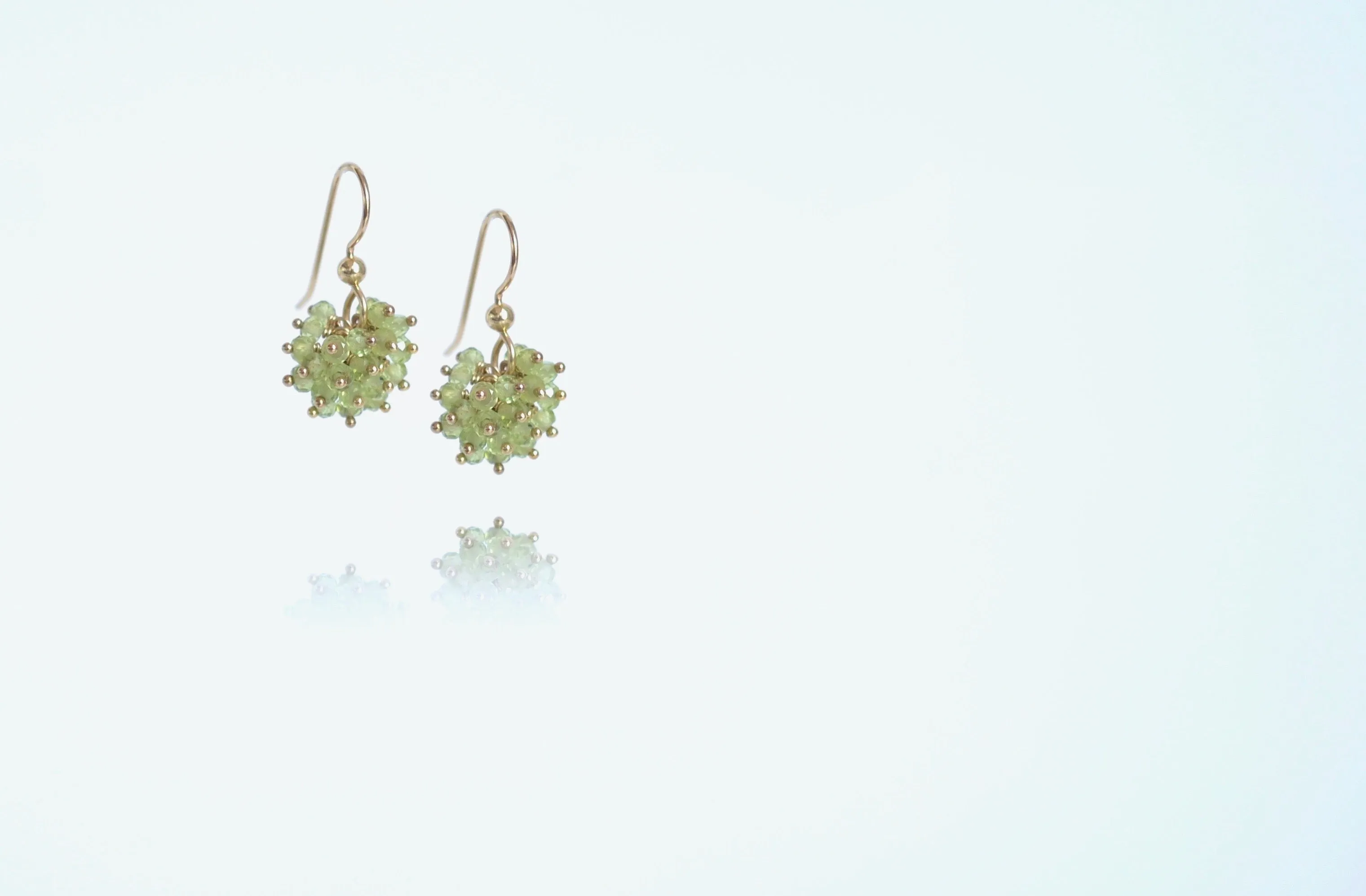 Claudia -  Peridot, 14k Gold Filled Cluster Earrings
