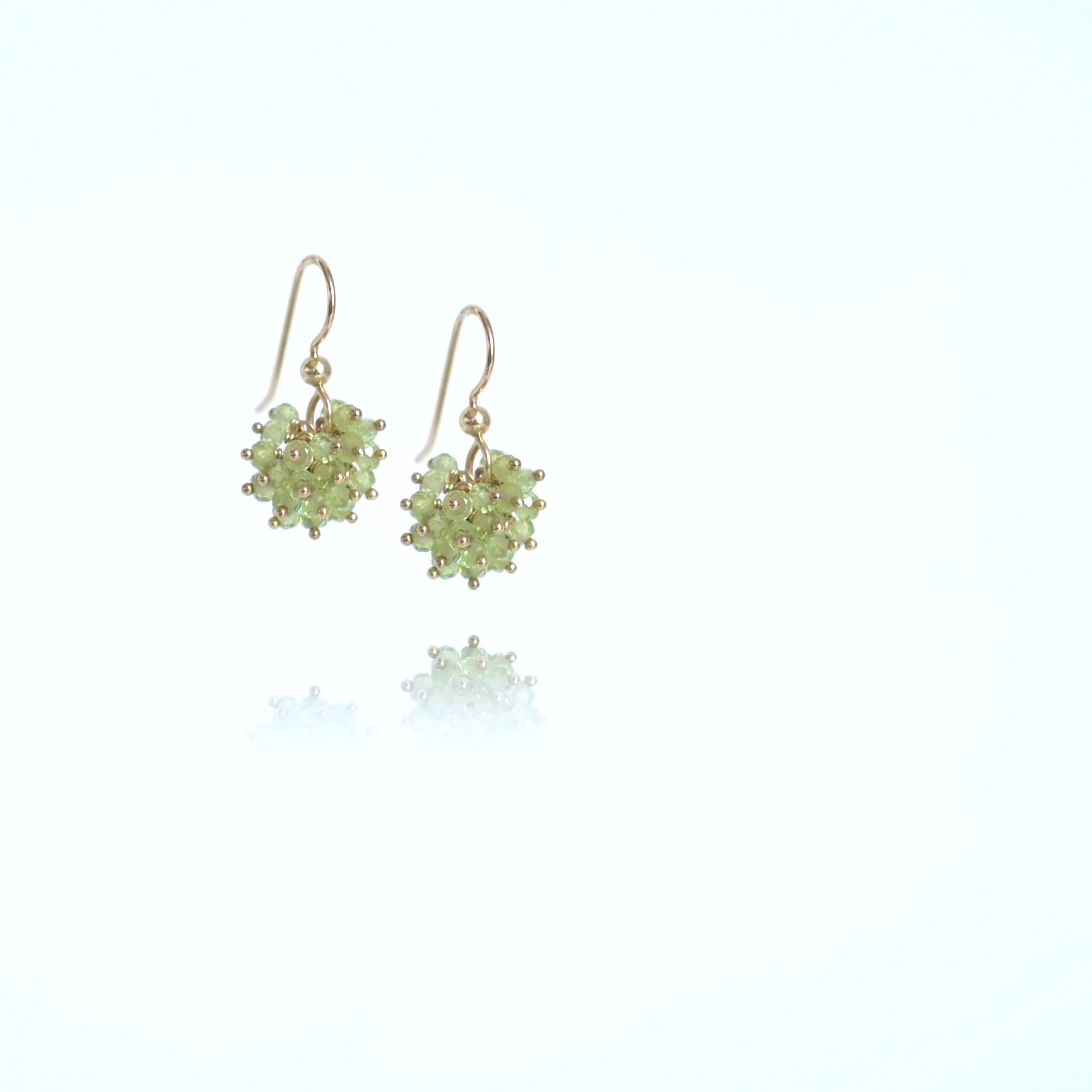 Claudia -  Peridot, 14k Gold Filled Cluster Earrings