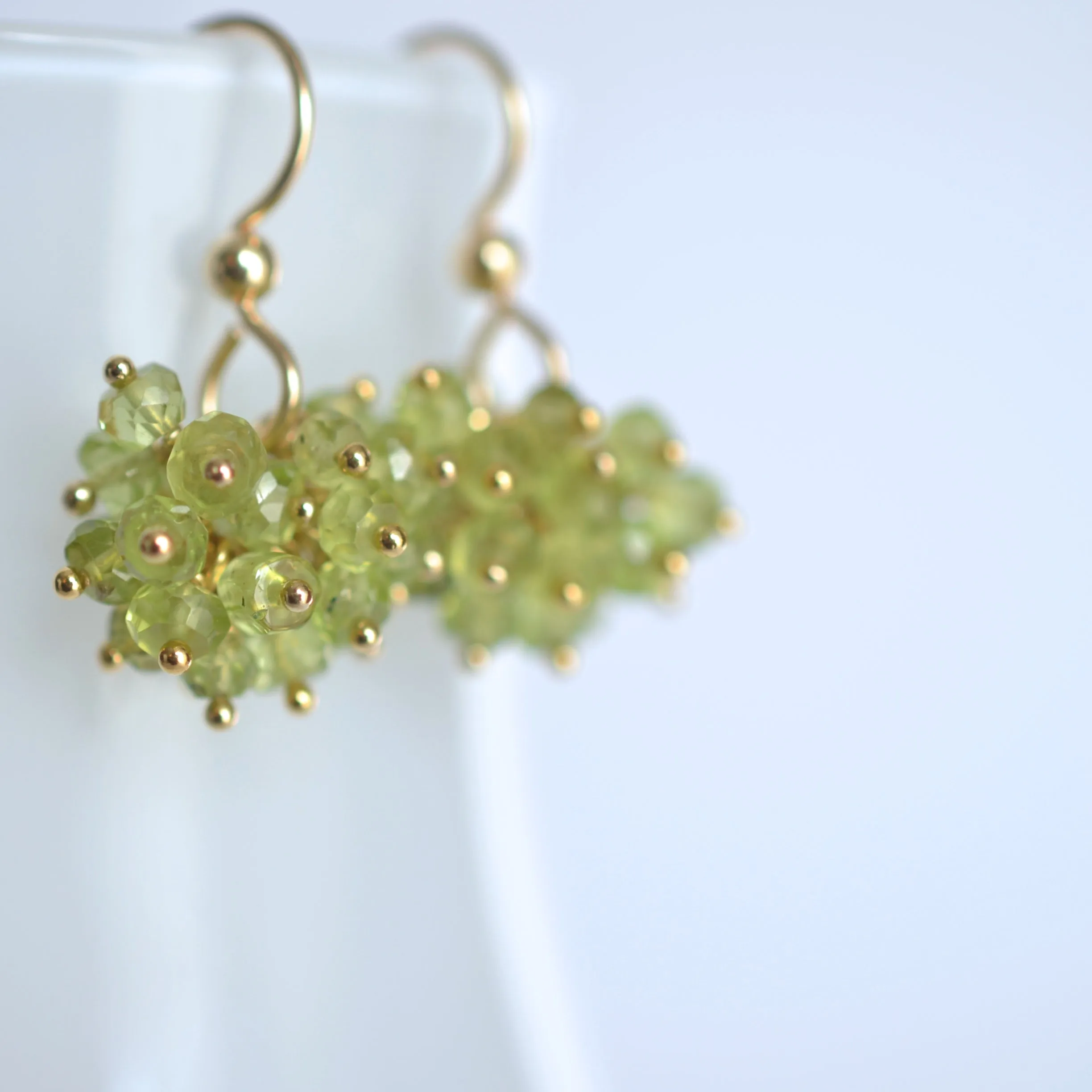 Claudia -  Peridot, 14k Gold Filled Cluster Earrings