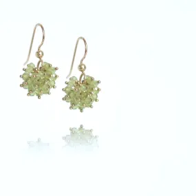 Claudia -  Peridot, 14k Gold Filled Cluster Earrings