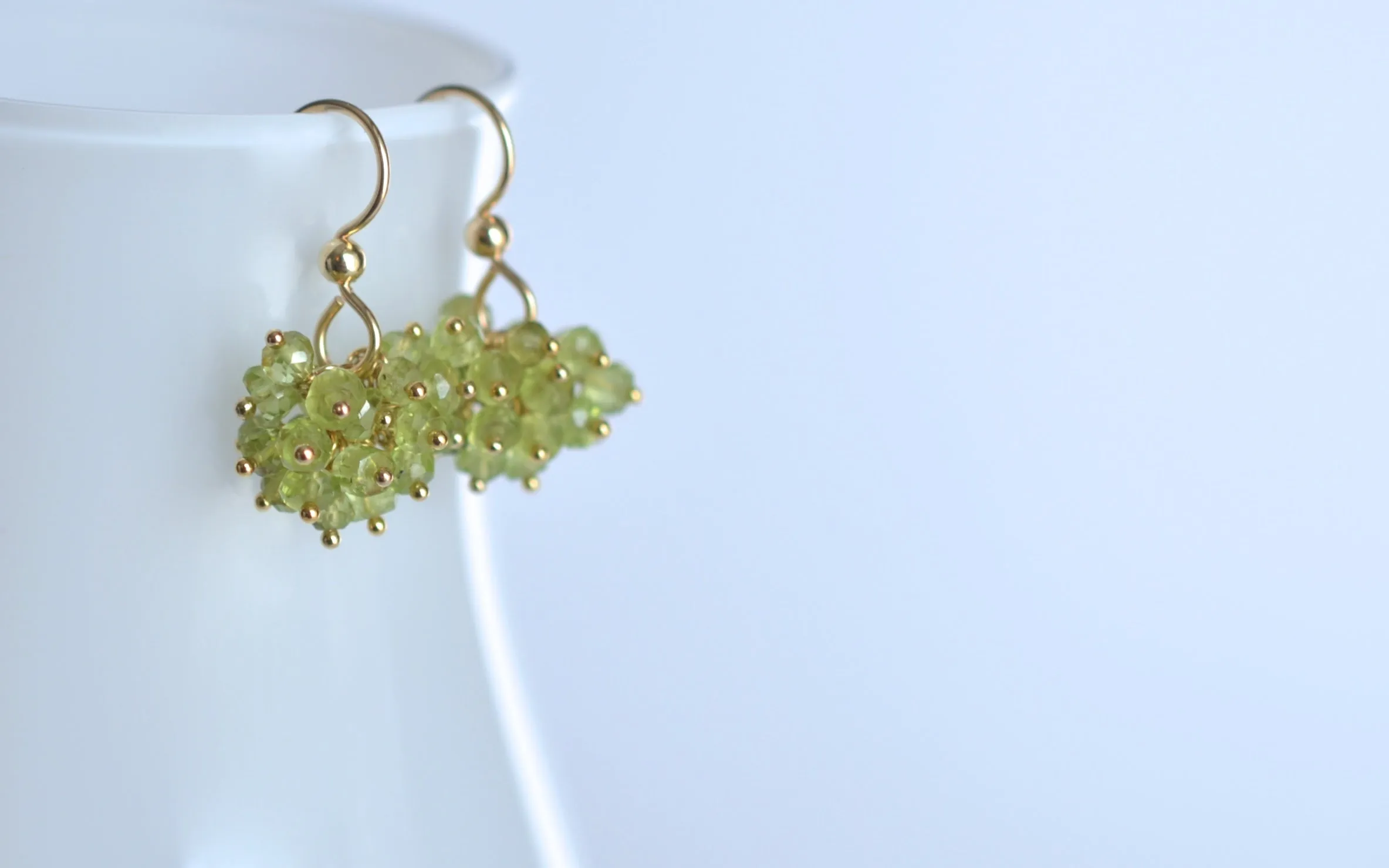 Claudia -  Peridot, 14k Gold Filled Cluster Earrings