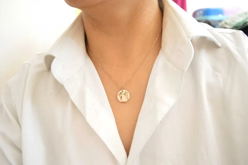 Combined Birth Flower Necklace, Floral Necklace, Birth Month Necklace, Necklaces for Women, Birthday Gift, Engraved Necklace Christmas Gifts