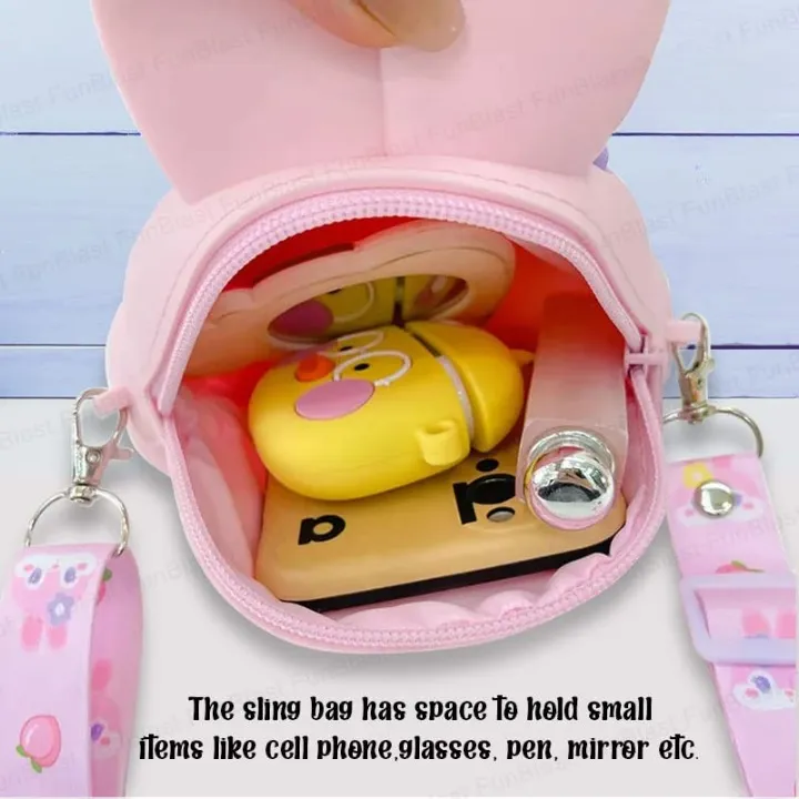 Cute Bunny Combo For Kids With Mirror, Comb and Silicon Keychain (Select From Drop Down Menu)