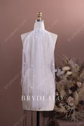 Dainty Flowers Pearls Elbow Comb Bridal Veil