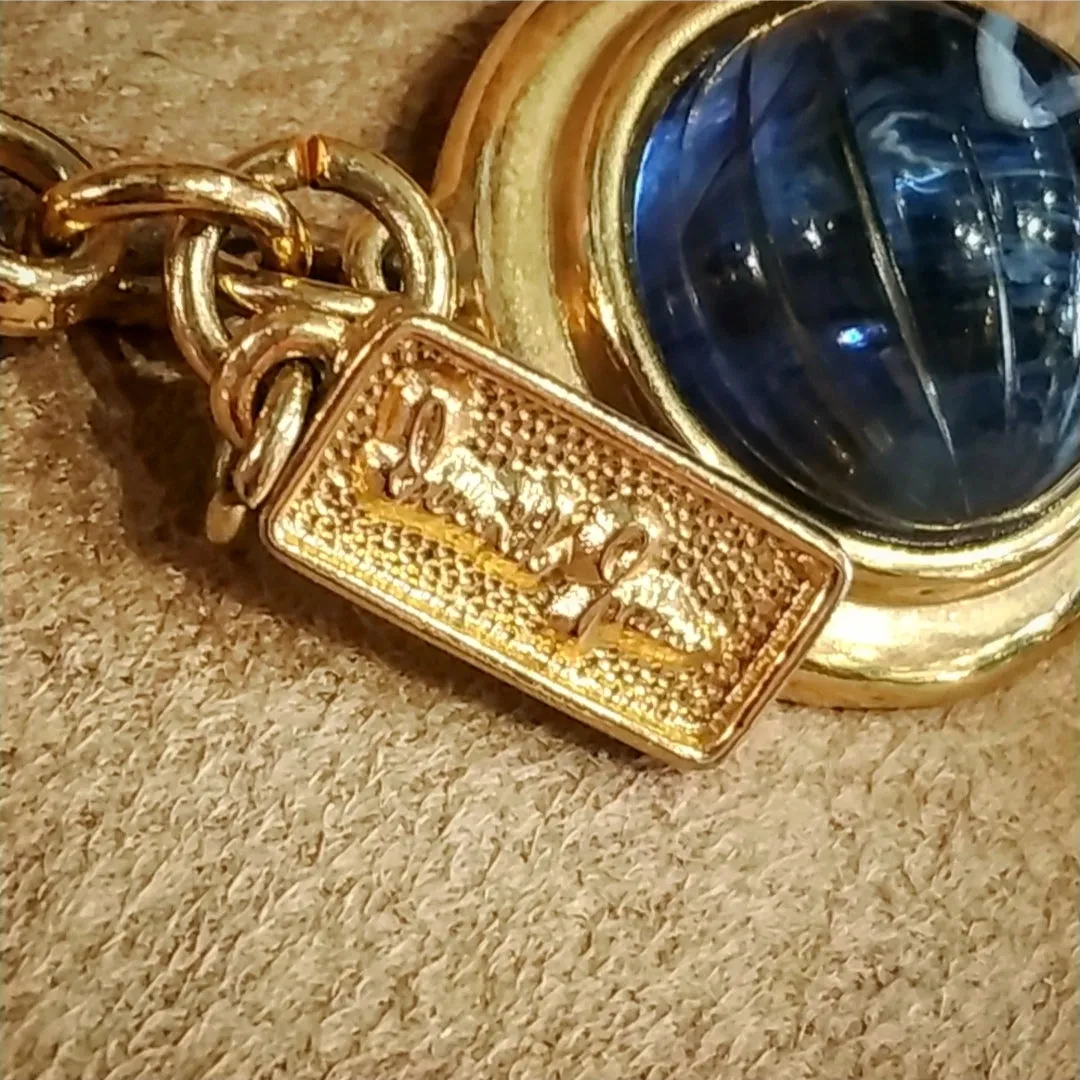 David Grau Vintage statement Blue Green Cabochon necklace