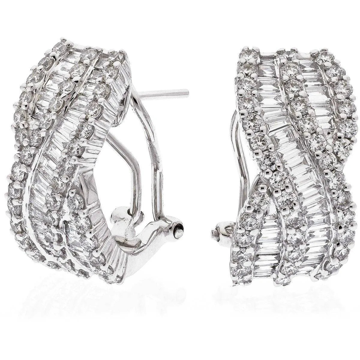 DIAMOND FANCY HOOP EARRINGS IN 18K WHITE GOLD