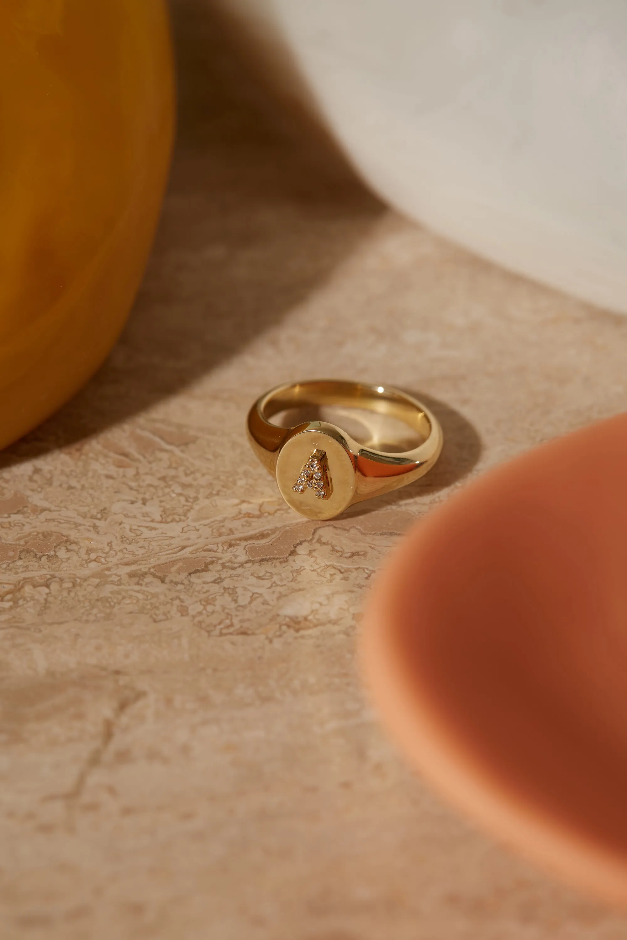 DIAMOND INITIAL SIGNET RING