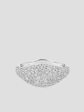Donna Signet Pave White Diamond White Gold Ring.