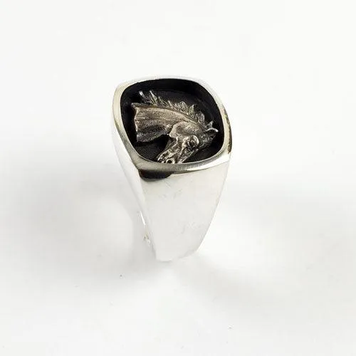D'Oro Horse Head Signet Ring Sterling Silver