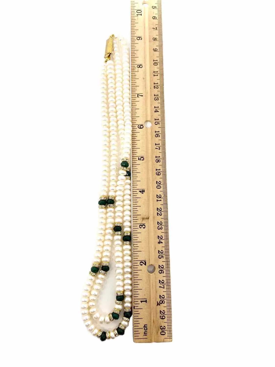 Double Strand Pearl, Jade, and Crystal Necklace