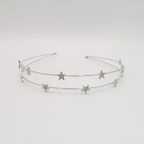 double strand star rhinestone headband thin metal headband for women