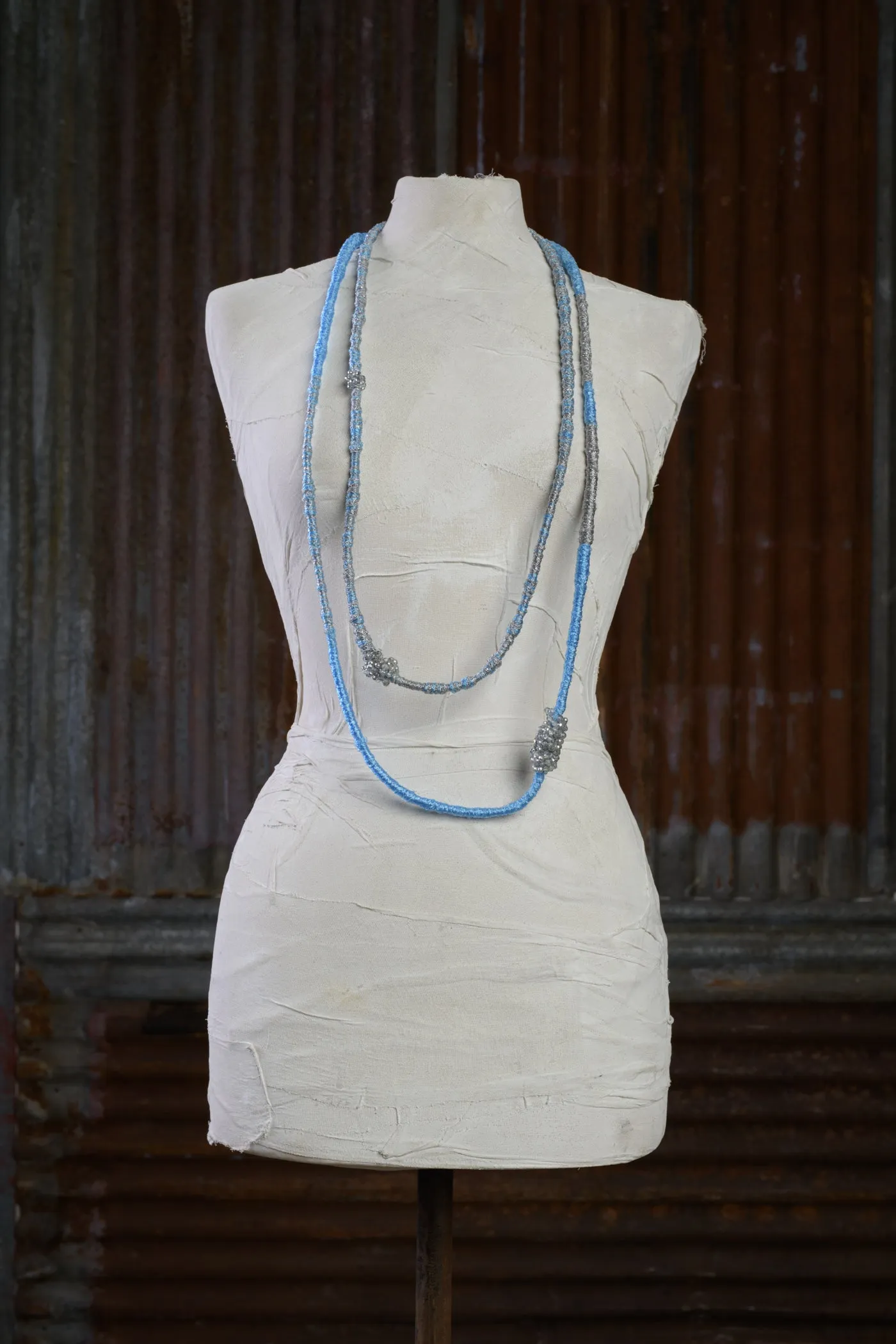 Double Thread Polypropylene Necklace with Glass Beads